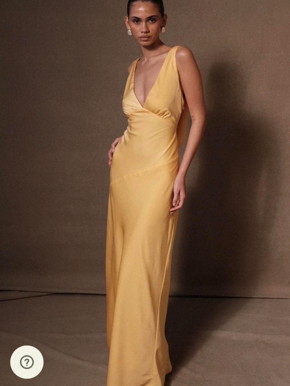 Meshki Nadia Maxi Satin Dress With Back Cowl - Lemon